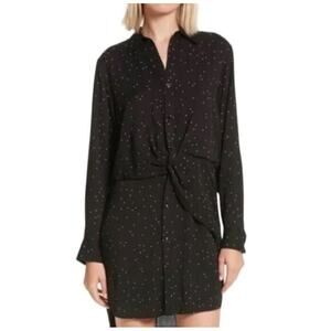 Rag & Bone Twist-Front Lucas Shirtdress Black/White Speckled Print Size Medium